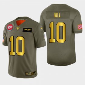 Wholesale Cheap Kansas City Chiefs #10 Tyreek Hill Men\'s Nike Olive Gold 2019 Salute to Service Limited NFL 100 Jersey