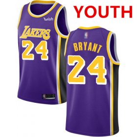 Cheap Youth Los Angeles Lakers #24 Kobe Bryant Purple Basketball Swingman Statement Edition Jersey