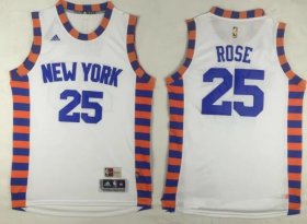 Wholesale Cheap Men\'s New York Knicks #25 Derrick Rose New White Stitched NBA Adidas Revolution 30 Swingman Jersey