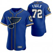 Wholesale Cheap St. Louis Blues #72 Justin Faulk Men's 2020 NHL x MLB Crossover Edition Baseball Jersey Blue
