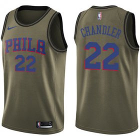 Wholesale Cheap Men\'s Philadelphia 76ers #22 Wilson Chandler Swingman Green Basketball Salute to Service Jersey