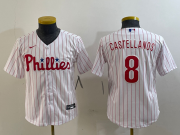 Cheap Youth Philadelphia Phillies #8 Nick Castellanos White Cool Base Jersey