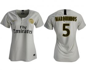 Wholesale Cheap Women\'s Paris Saint-Germain #5 Marquinhos Away Soccer Club Jersey