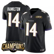 Cheap Men's Baltimore Ravens #14 Kyle Hamilton Black 2023 F.U.S.E. AFC North Champions Vapor Limited Football Stitched Jersey