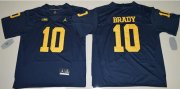 Wholesale Cheap Men's Michigan Wolverines #10 Tom Brady Navy Blue Stitched NCAA Brand Jordan College Football Jersey