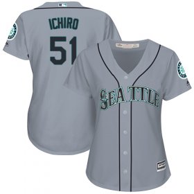 Wholesale Cheap Mariners #51 Ichiro Suzuki Grey Road Women\'s Stitched MLB Jersey
