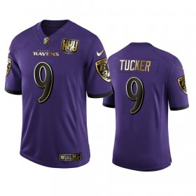 Wholesale Cheap Baltimore Ravens #9 Justin Tucker Men\'s Nike Purple Team 25th Season Golden Limited NFL Jersey