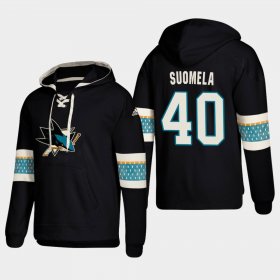 Wholesale Cheap San Jose Sharks #40 Antti Suomela Black adidas Lace-Up Pullover Hoodie