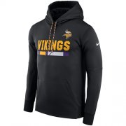 Wholesale Cheap Men's Minnesota Vikings Nike Black Sideline ThermaFit Performance PO Hoodie