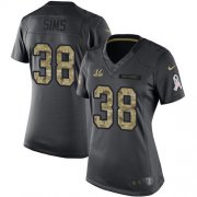 Wholesale Cheap Nike Bengals #38 LeShaun Sims Black Women's Stitched NFL Limited 2016 Salute to Service Jersey