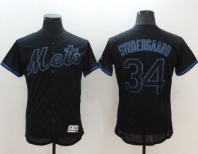 Wholesale Cheap Mets #34 Noah Syndergaard Black Fashion Flexbase Authentic Collection Stitched MLB Jersey