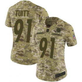 Wholesale Cheap Nike Steelers #91 Stephon Tuitt Camo Women\'s Stitched NFL Limited 2018 Salute to Service Jersey