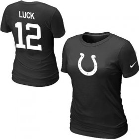 Wholesale Cheap Women\'s Nike Indianapolis Colts #12 Andrew Luck Name & Number T-Shirt Black