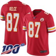 Wholesale Cheap Nike Chiefs #87 Travis Kelce Red Team Color Men's Stitched NFL 100th Season Vapor Limited Jersey