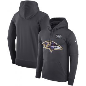 Wholesale Cheap NFL Men\'s Baltimore Ravens Nike Anthracite Crucial Catch Performance Pullover Hoodie