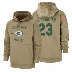 Wholesale Cheap Green Bay Packers #23 Jaire Alexander Nike Tan 2019 Salute To Service Name & Number Sideline Therma Pullover Hoodie