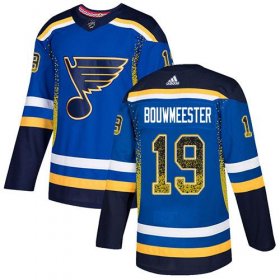 Wholesale Cheap Adidas Blues #19 Jay Bouwmeester Blue Home Authentic Drift Fashion Stitched NHL Jersey