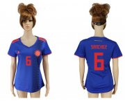 Wholesale Cheap Women's Colombia #6 Sanchez Away Soccer Country Jersey