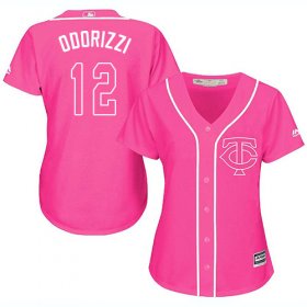 Wholesale Cheap Twins #12 Jake Odorizzi Pink Fashion Women\'s Stitched MLB Jersey
