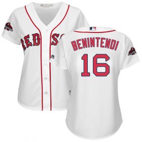 Wholesale Cheap Red Sox #16 Andrew Benintendi White Home 2018 World Series Women\'s Stitched MLB Jersey