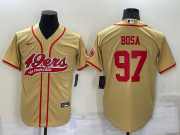 Wholesale Cheap Men's San Francisco 49ers #97 Nick Bosa Gold Stitched Cool Base Nike Baseball Jersey