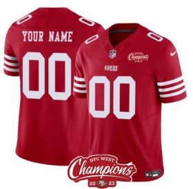 Cheap Men\'s San Francisco 49ers Active Player Custom Red 2023 F.U.S.E. NFC West Champions Patch Football Stitched Jersey