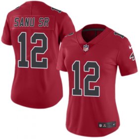 Wholesale Cheap Nike Falcons #12 Mohamed Sanu Sr Red Women\'s Stitched NFL Limited Rush Jersey