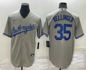 Wholesale Cheap Men\'s Los Angeles Dodgers #35 Cody Bellinger Grey With Los Stitched MLB Cool Base Nike Jersey