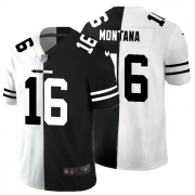 Cheap San Francisco 49ers #16 Joe Montana Men's Black V White Peace Split Nike Vapor Untouchable Limited NFL Jersey