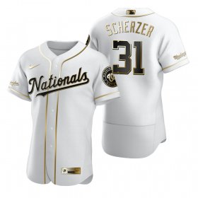 Wholesale Cheap Washington Nationals #31 Max Scherzer White Nike Men\'s Authentic Golden Edition MLB Jersey