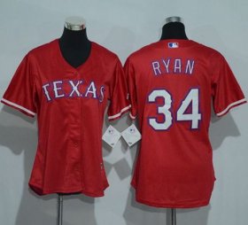 Wholesale Cheap Rangers #34 Nolan Ryan Red Women\'s Alternate Stitched MLB Jersey