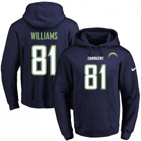Wholesale Cheap Nike Chargers #81 Mike Williams Navy Blue Name & Number Pullover NFL Hoodie