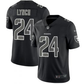 Wholesale Cheap Nike Raiders #24 Marshawn Lynch Black Men\'s Stitched NFL Limited Rush Impact Jersey