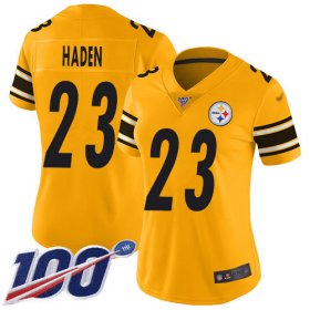 Wholesale Cheap Nike Steelers #23 Joe Haden Gold Women\'s Stitched NFL Limited Inverted Legend 100th Season Jersey