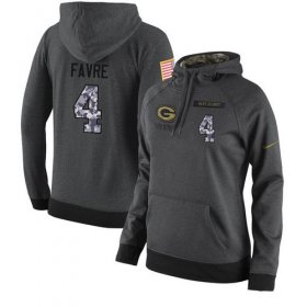 Wholesale Cheap NFL Women\'s Nike Green Bay Packers #4 Brett Favre Stitched Black Anthracite Salute to Service Player Performance Hoodie