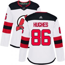 Wholesale Cheap Adidas Devils #86 Jack Hughes White Road Authentic Women\'s Stitched NHL Jersey
