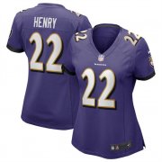 Cheap Women's Baltimore Ravens #22 Derrick Henry Purple Football Stitched Jersey(Run Small)
