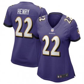 Cheap Women\'s Baltimore Ravens #22 Derrick Henry Purple Football Stitched Jersey(Run Small)
