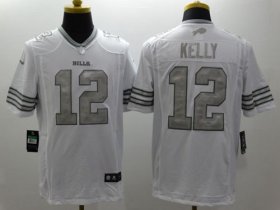 Wholesale Cheap Nike Bills #12 Jim Kelly White Men\'s Stitched NFL Limited Platinum Jersey