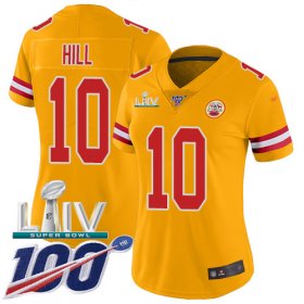 Wholesale Cheap Nike Chiefs #10 Tyreek Hill Gold Super Bowl LIV 2020 Women\'s Stitched NFL Limited Inverted Legend 100th Season Jersey