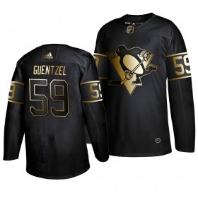 Wholesale Cheap Adidas Penguins #59 Jake Guentzel Men\'s 2019 Black Golden Edition Authentic Stitched NHL Jersey