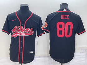 Wholesale Cheap Men\'s San Francisco 49ers #80 Jerry Rice Black Stitched Cool Base Nike Baseball Jersey