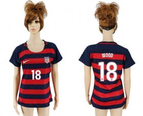 Wholesale Cheap Women\'s USA #18 Wood Away Soccer Country Jersey