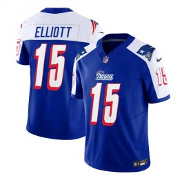 Wholesale Cheap Men\'s New England Patriots #15 Ezekiel Elliott Blue White 2023 F.U.S.E. Vapor Limited Football Stitched Jersey