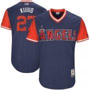 Wholesale Cheap Angels of Anaheim #27 Mike Trout Navy "Kiiiiid" Players Weekend Authentic Stitched MLB Jersey
