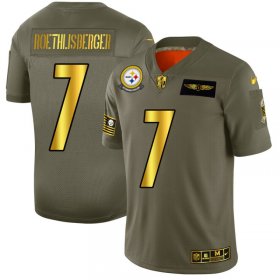 Wholesale Cheap Pittsburgh Steelers #7 Ben Roethlisberger NFL Men\'s Nike Olive Gold 2019 Salute to Service Limited Jersey
