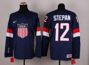 Wholesale Cheap 2014 Olympic Team USA #12 Derek Stepan Navy Blue Stitched NHL Jersey
