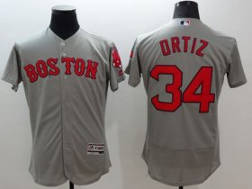 Wholesale Cheap Red Sox #34 David Ortiz Grey Flexbase Authentic Collection Stitched MLB Jersey