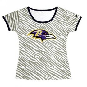 Wholesale Cheap Women\'s Baltimore Ravens Sideline Legend Authentic Logo Zebra Stripes T-Shirt