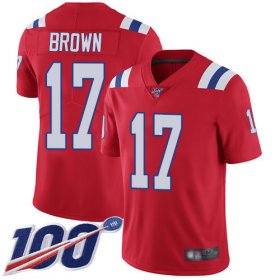 Wholesale Cheap Nike Patriots #17 Antonio Brown Red Alternate Men\'s Stitched NFL 100th Season Vapor Limited Jersey